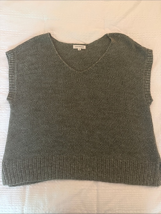 Lucky Brand Sweaters - Lucky Brand Olive V-Neck Textured Knit Sweater